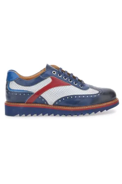 Scarpe Stringate Bianche e Blu In Vera Pelle Made in Italy Pittarello Plus PT321