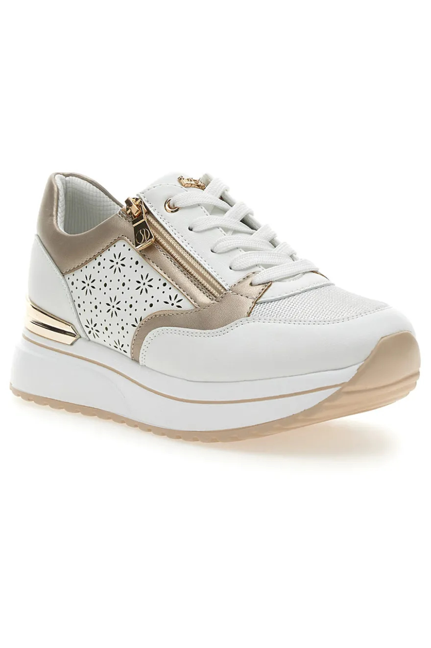 Scarpe Stringate Bianco con Tomaia Decorata INBLU 426 IN