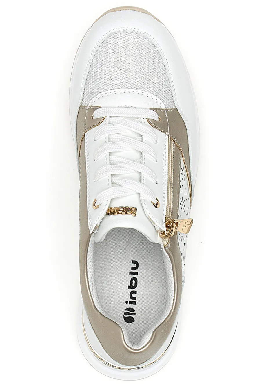 Scarpe Stringate Bianco con Tomaia Decorata INBLU 426 IN
