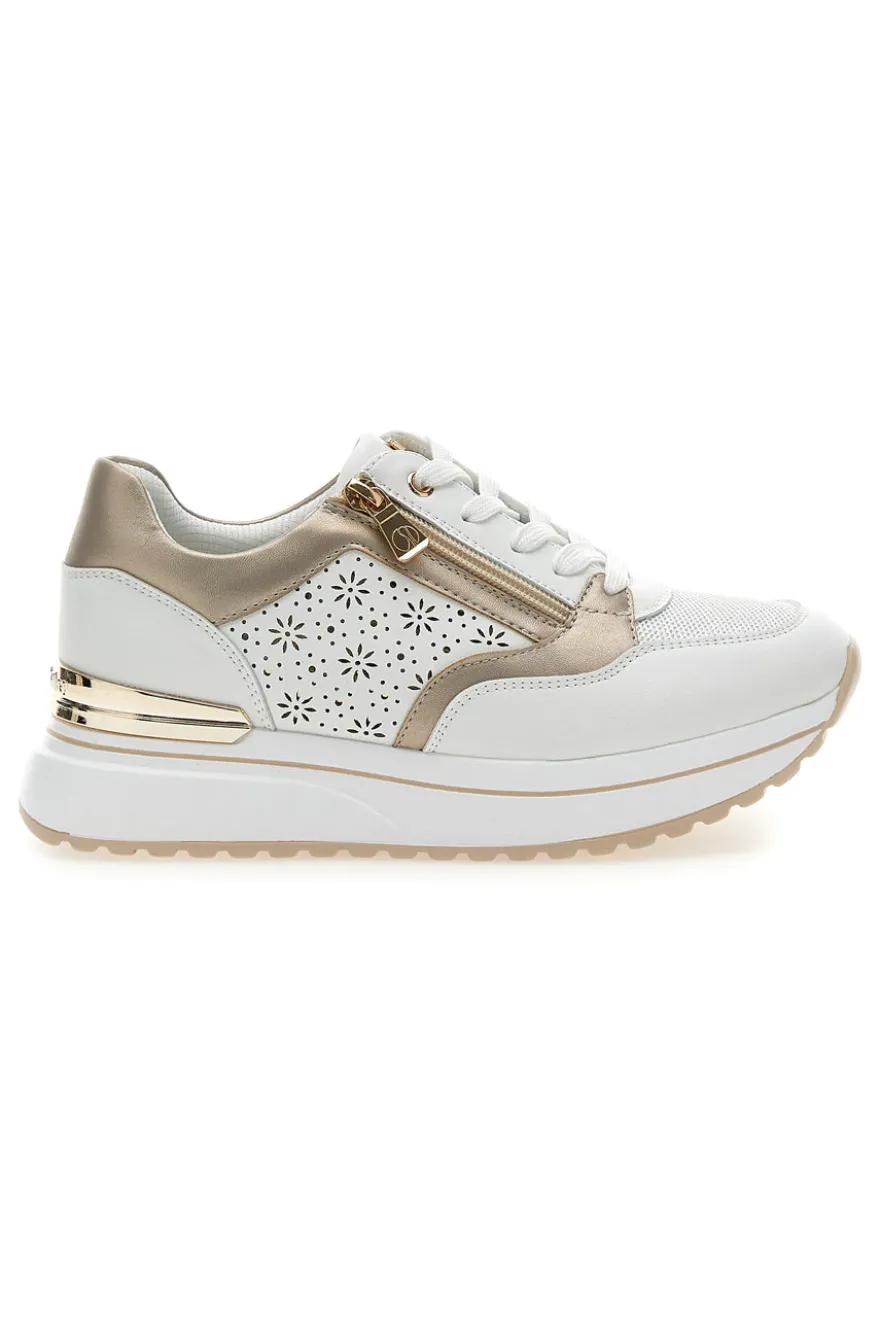 Scarpe Stringate Bianco con Tomaia Decorata INBLU 426 IN