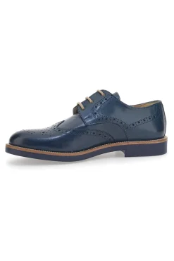 Scarpe Stringate Blu Con Ricamo All'Inglese Pittarello 8023