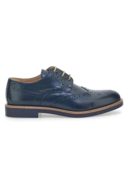 Scarpe Stringate Blu Con Ricamo All'Inglese Pittarello 8023