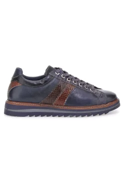 Scarpe stringate blu con inserti effetto pitone e suola carrarmato Pittarello Eco 25276006