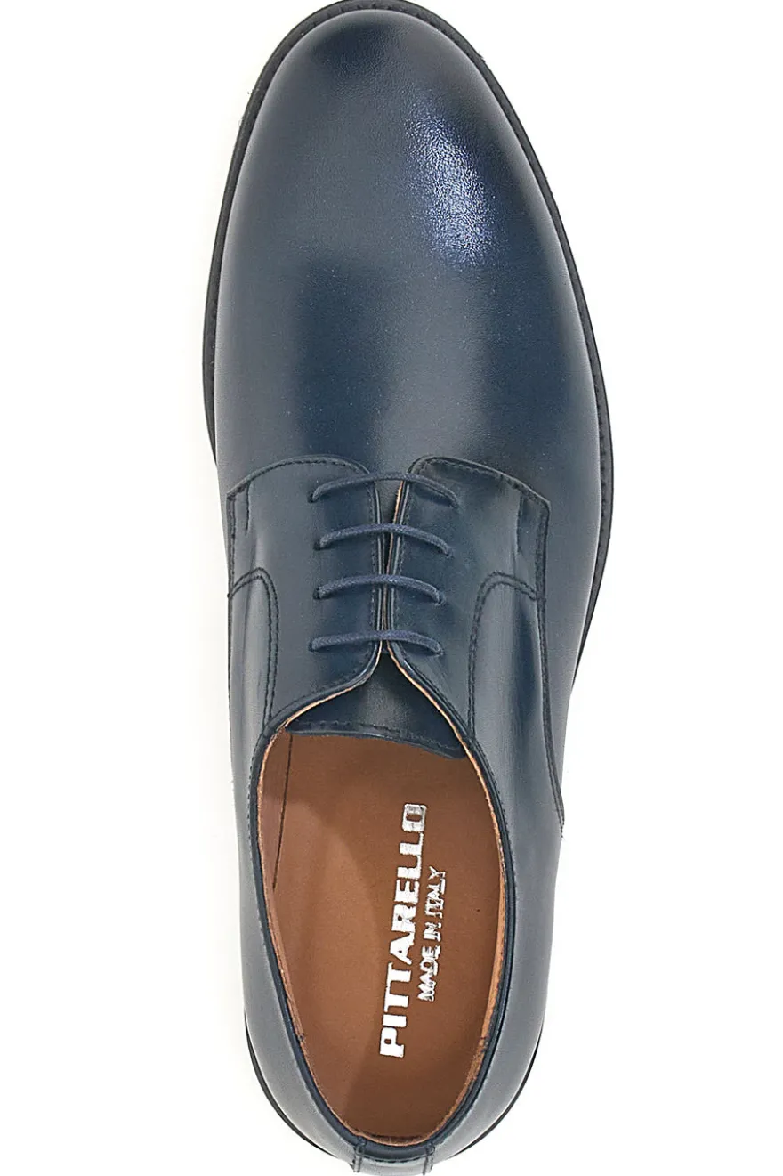 Scarpe stringate blu in pelle con suola in cuoio made in Italy Pittarello 7720