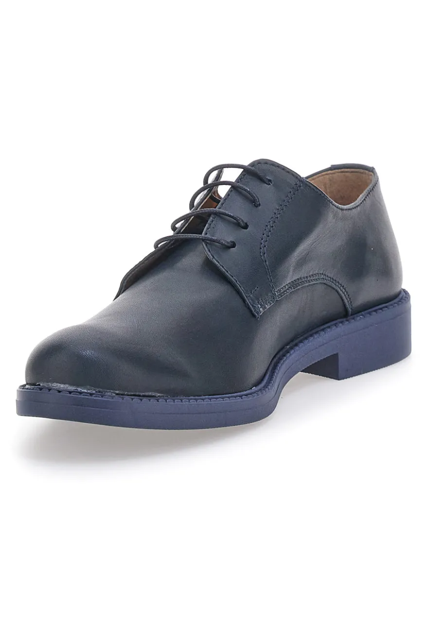 Scarpe Stringate Blu In Vera Pelle Con Lavorazione Artigianale Pittarello 600