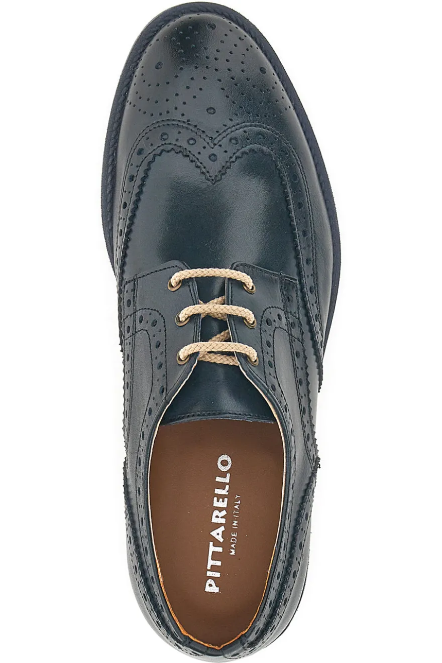 Scarpe Stringate Blu In Vera Pelle Made In Italy Pittarello 0723