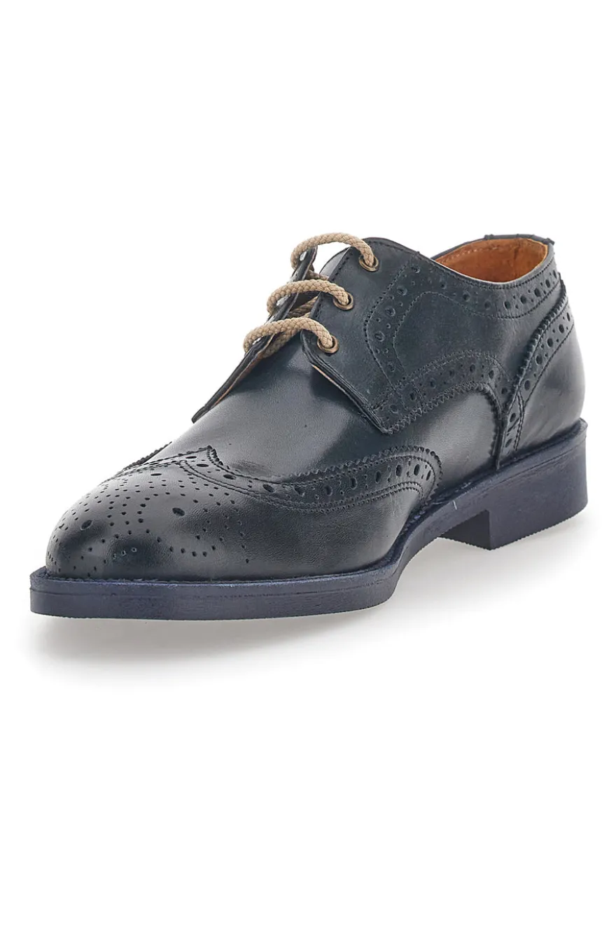 Scarpe Stringate Blu In Vera Pelle Made In Italy Pittarello 0723