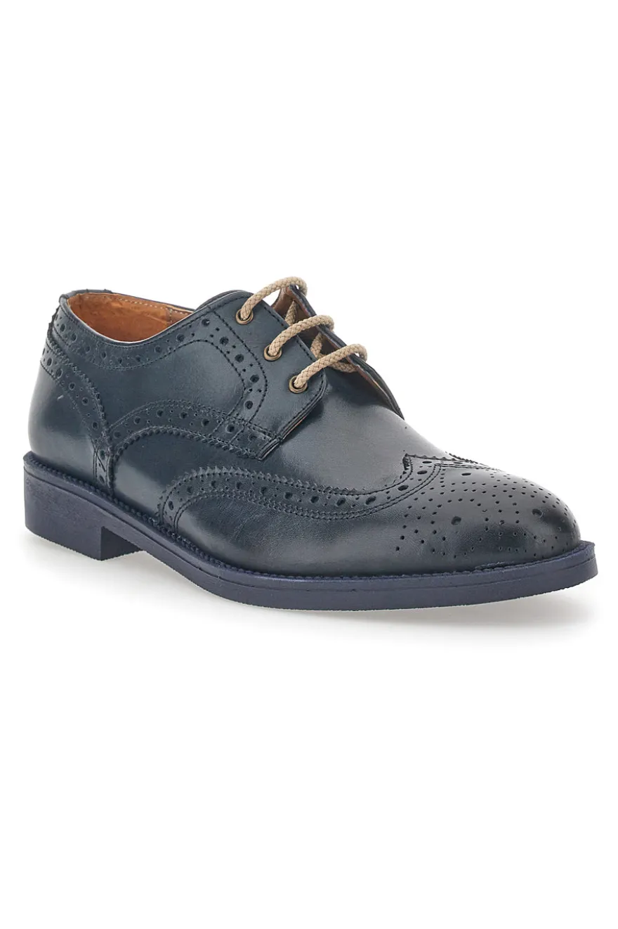 Scarpe Stringate Blu In Vera Pelle Made In Italy Pittarello 0723