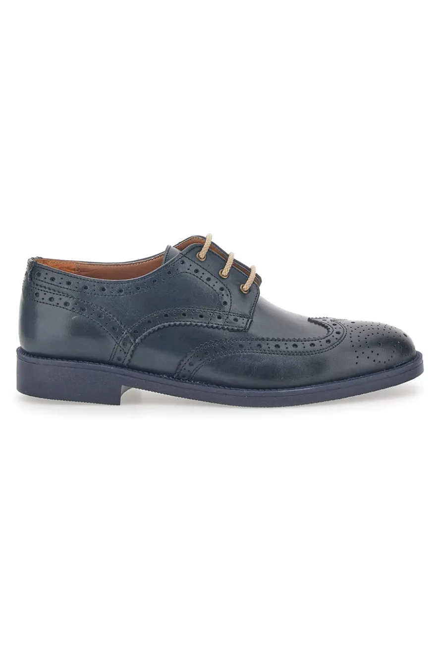 Scarpe Stringate Blu In Vera Pelle Made In Italy Pittarello 0723