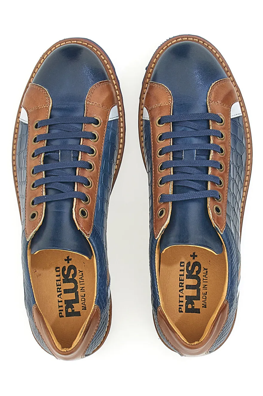 Scarpe Stringate Blu In Vera Pelle Made in Italy Pittarello Plus PT325
