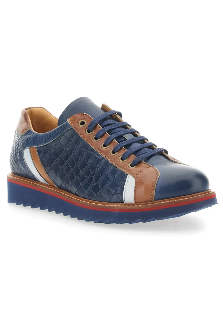 Scarpe Stringate Blu In Vera Pelle Made in Italy Pittarello Plus PT325