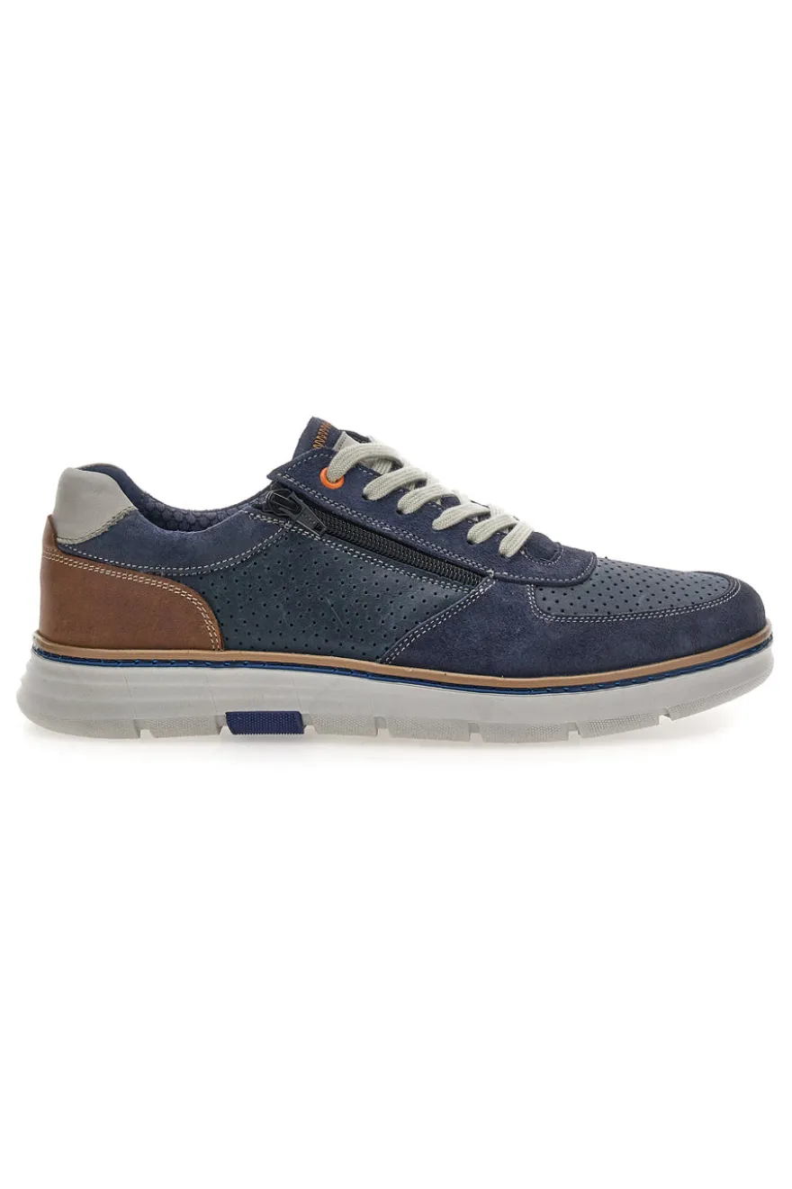Scarpe stringate blu traforate con zip laterale Pittarello Eco 26111008
