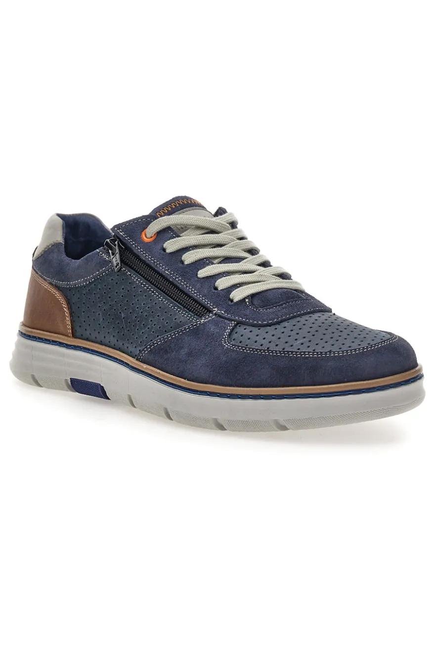 Scarpe stringate blu traforate con zip laterale Pittarello Eco 26111008