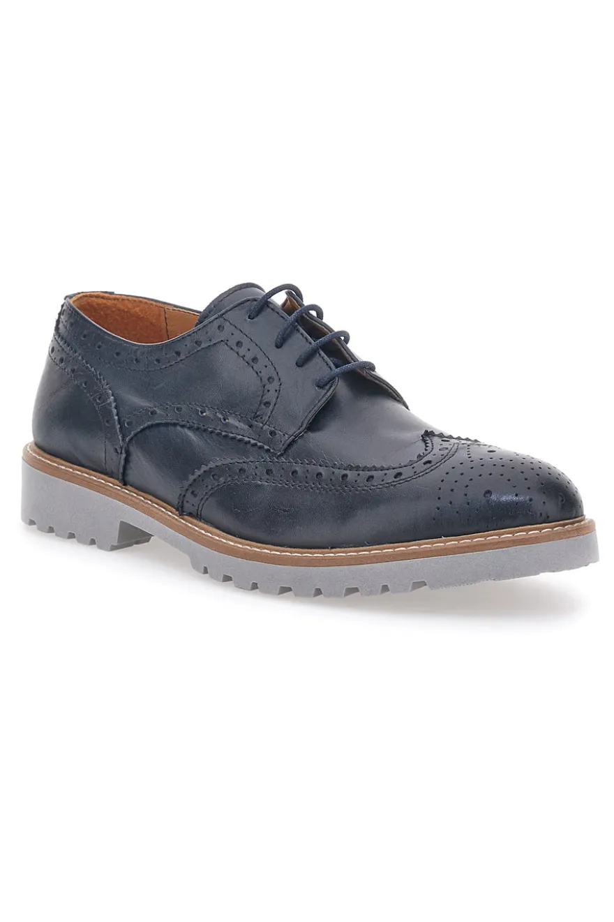 Scarpe Stringate Blu Vera Pelle Longford 596