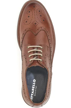 Scarpe Stringate Francesine marroni in pelle con lavorazione brogue Pittarello 06