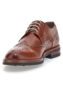Scarpe Stringate Francesine marroni in pelle con lavorazione brogue Pittarello 06