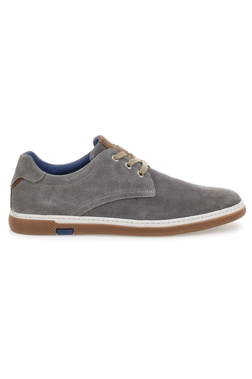 Scarpe Stringate Grigio Militare con Tomaia Traforata in Pelle PITTARELLO ECO 200012