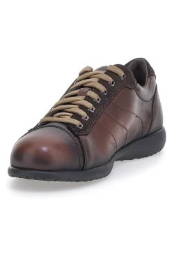 Scarpe Stringate Marroni in Vera Pelle con Inserti in Pelle Scamosciata PITTARELLO TIERRA 22095681