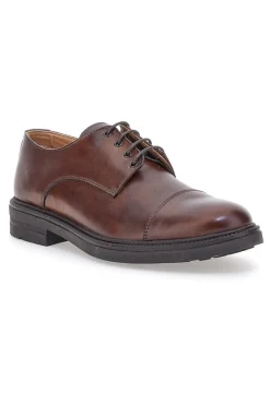 Scarpe stringate marroni in vera pelle Made in Italy Pittarello Focus 222