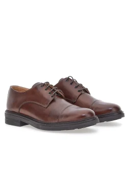 Scarpe stringate marroni in vera pelle Made in Italy Pittarello Focus 222