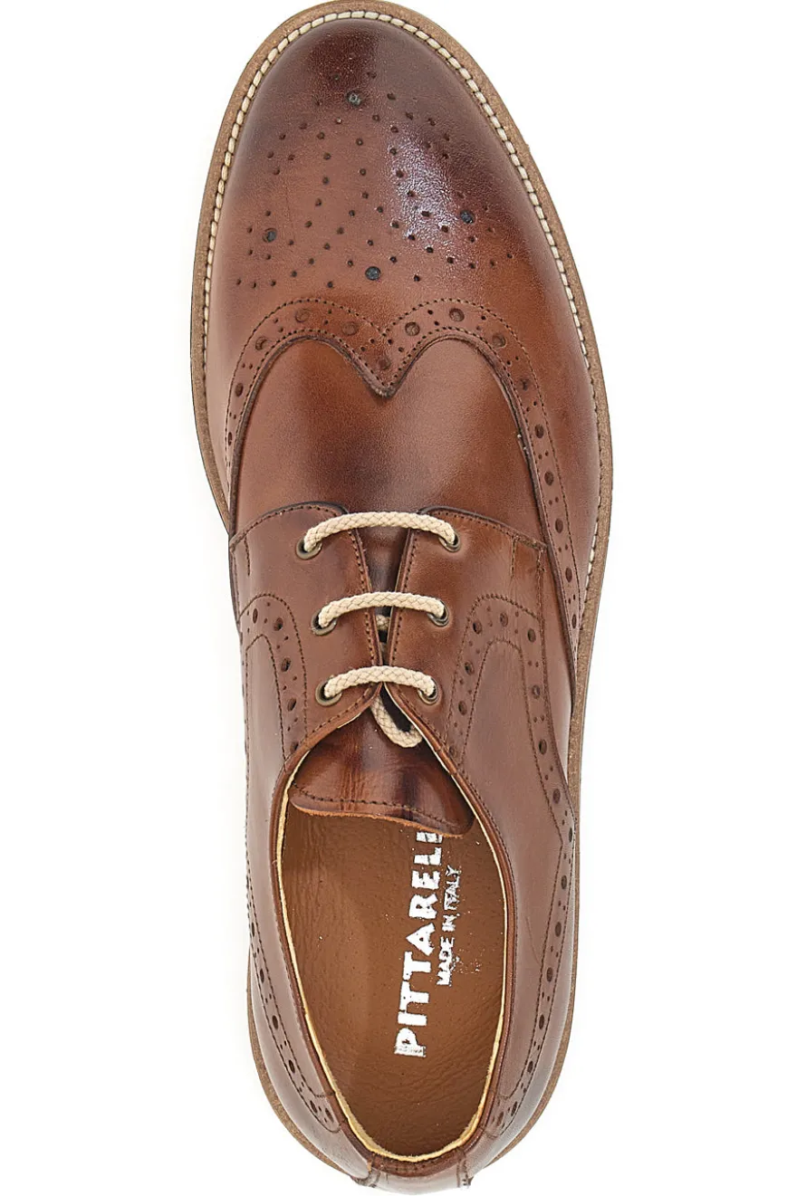 Scarpe Stringate Marroni Con Ricamo All'Inglese Pittarello 8023