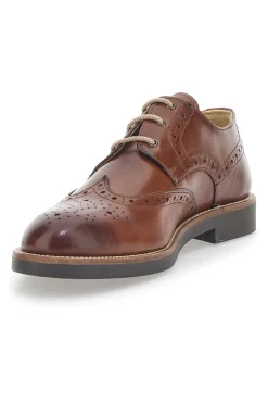 Scarpe Stringate Marroni Con Ricamo All'Inglese Pittarello 8023