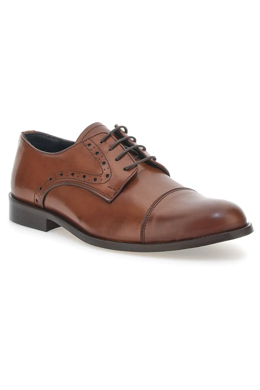 Scarpe Stringate Marroni In Vera Pelle Made In Italy Pittarello 7715