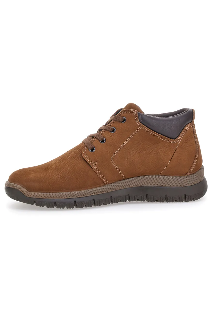 Scarpe stringate marroni mid-cut in pelle con collarino imbottito iMac 85256030252017