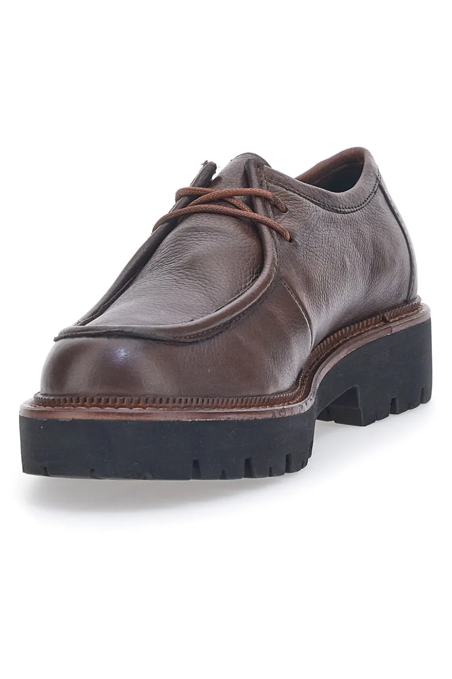 Scarpe Stringate Marroni In Pelle Plocadi 15630