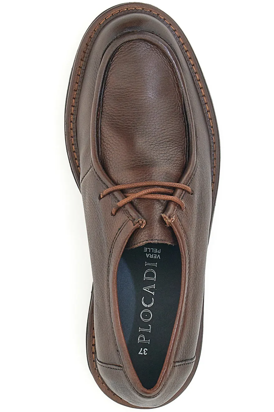 Scarpe Stringate Marroni In Pelle Plocadi 15630