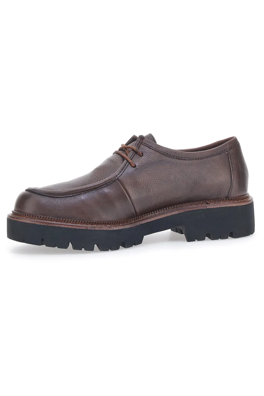 Scarpe Stringate Marroni In Pelle Plocadi 15630