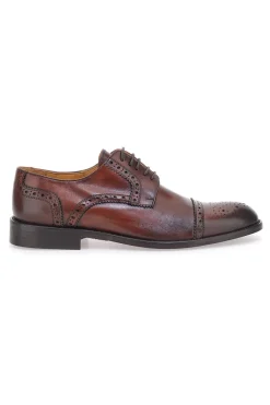 Scarpe Stringate Marroni In Vera Pelle Pittarello Plus 85