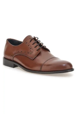 Scarpe stringate marroni in pelle con suola in cuoio made in Italy Pittarello 7715