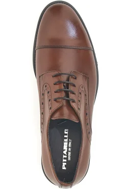 Scarpe stringate marroni in pelle con suola in cuoio made in Italy Pittarello 7715