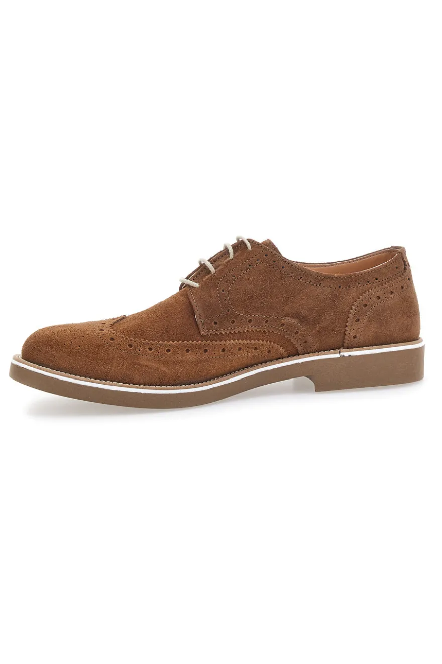 Scarpe Stringate Marroni In vera Pelle Scamosciata Pittarello 1112