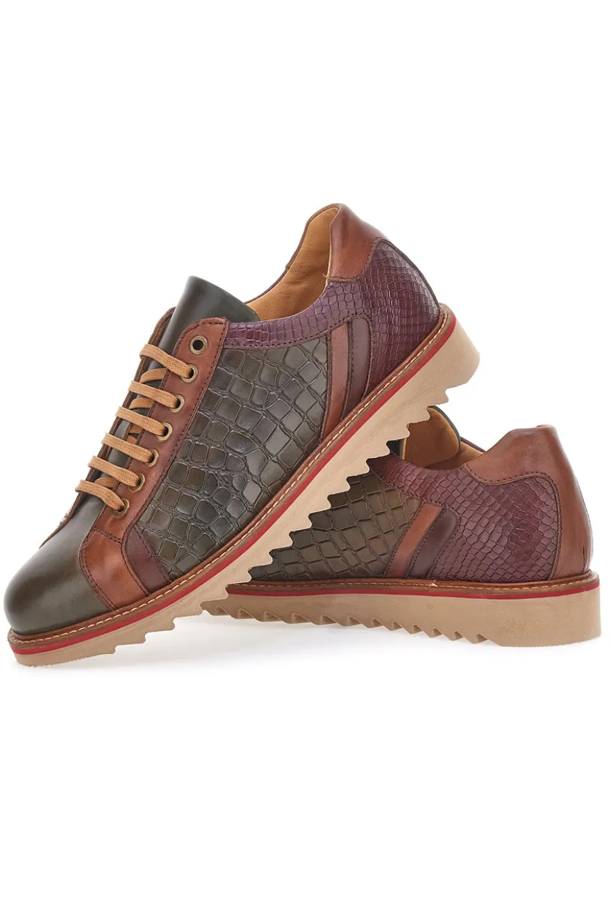 Scarpe Stringate Marroni e Verdi In Vera Pelle Made in Italy Pittarello Plus PT325