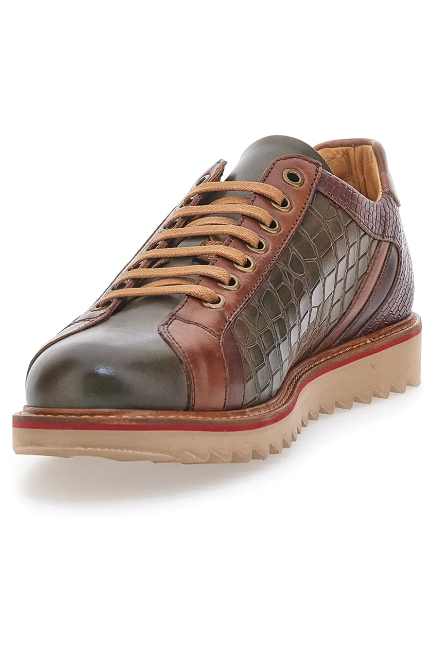 Scarpe Stringate Marroni e Verdi In Vera Pelle Made in Italy Pittarello Plus PT325