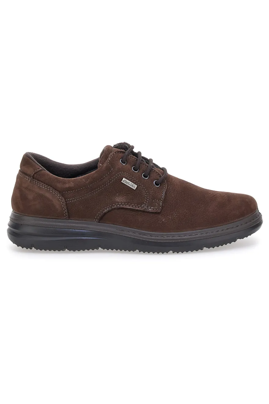 Scarpe Stringate Marroni In Vera Pelle Scamosciata Imac 651428