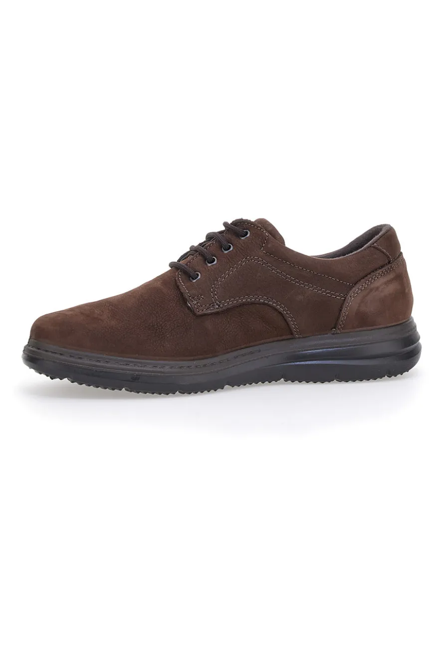 Scarpe Stringate Marroni In Vera Pelle Scamosciata Imac 651428