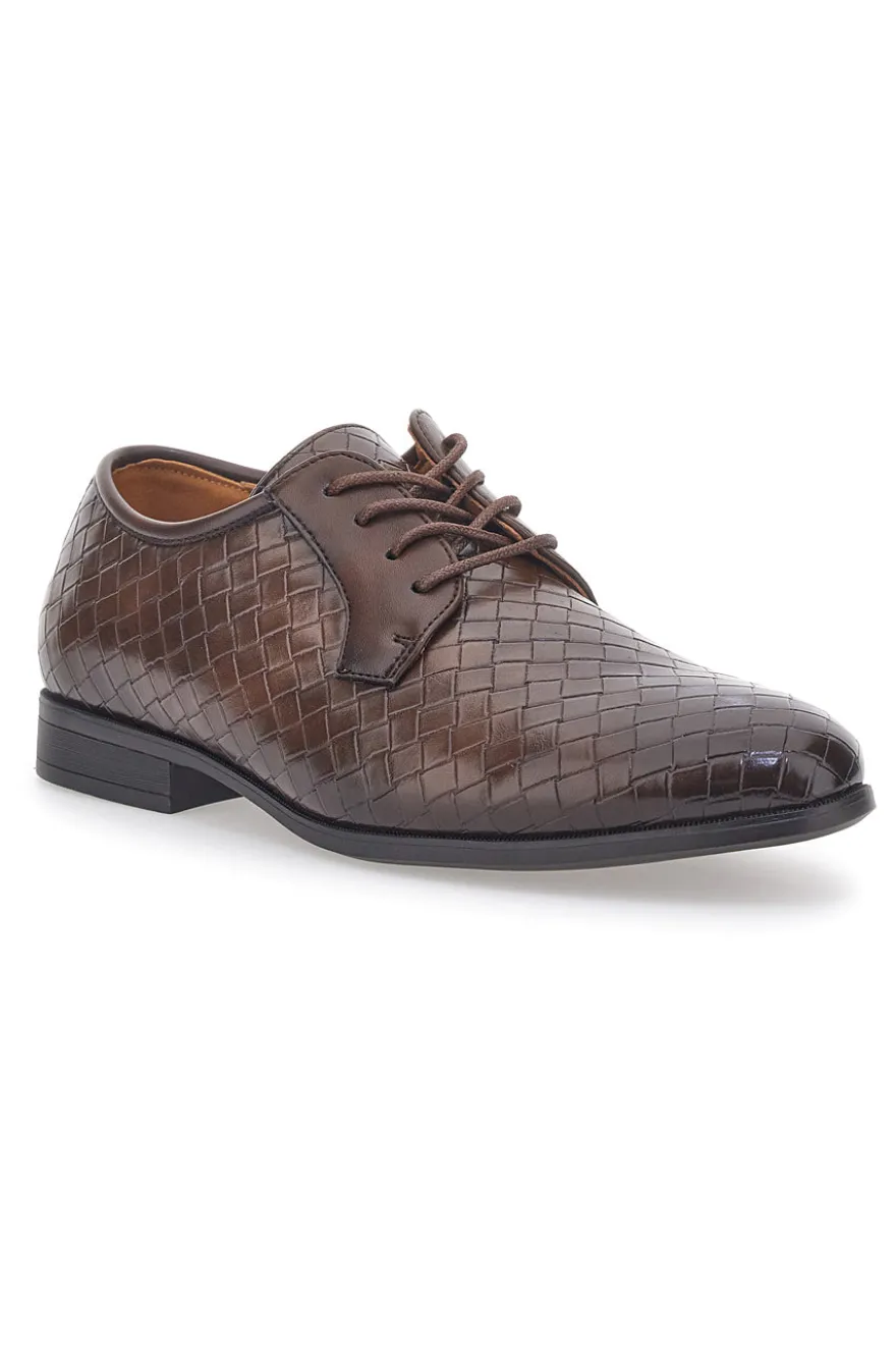 Scarpe Stringate Marroni con Texture Intrecciata Longford 208510