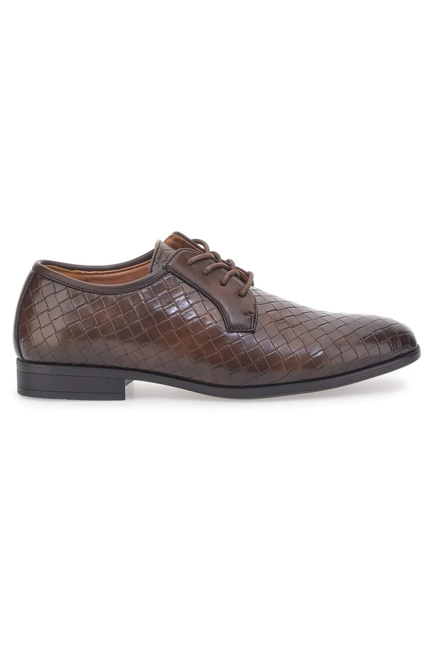 Scarpe Stringate Marroni con Texture Intrecciata Longford 208510