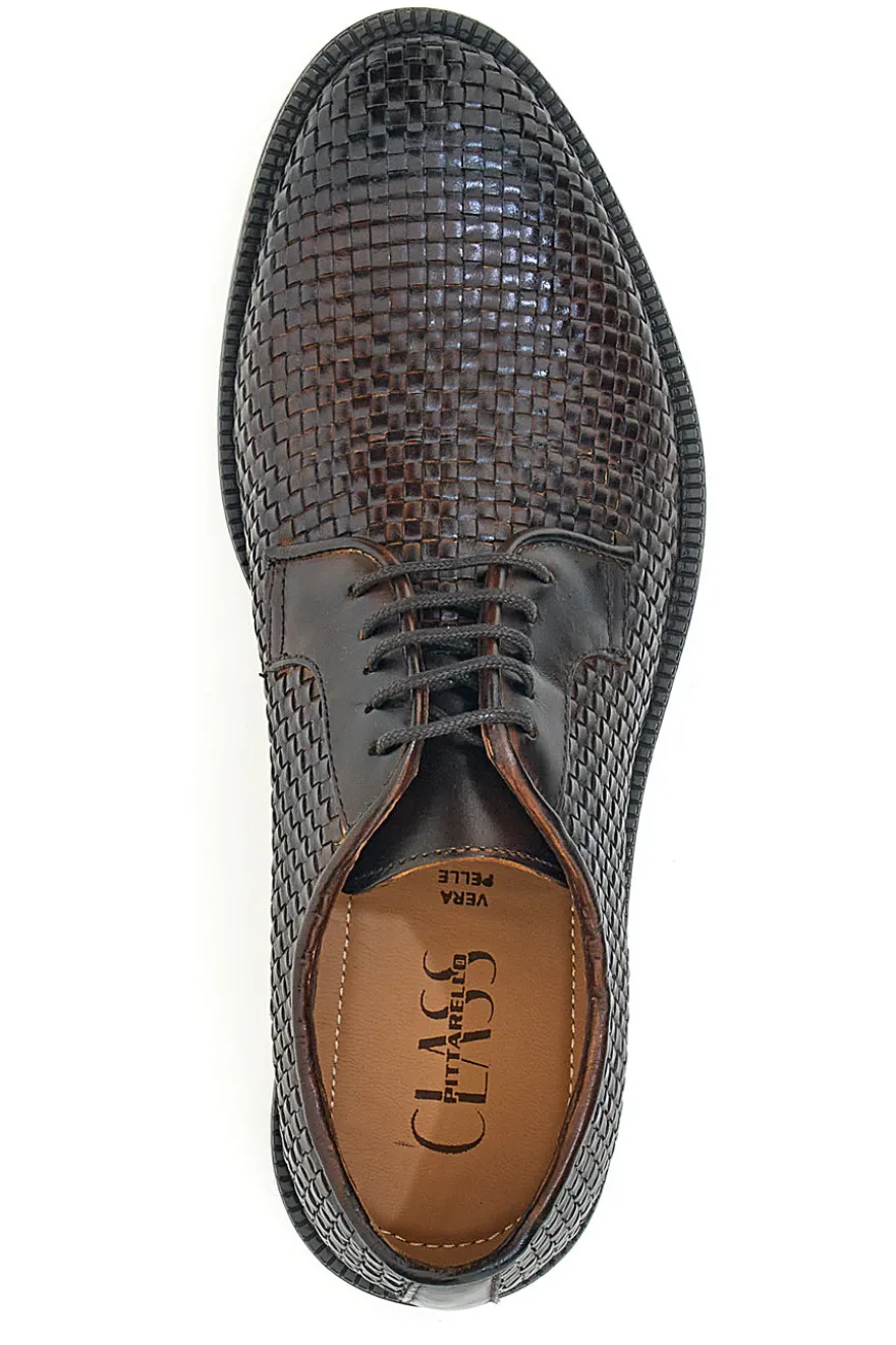 Scarpe Stringate Marroni In Vera Pelle Pittarello Class 2
