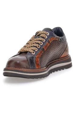 Scarpe Stringate marroni effetto pitone con suola carrarmato Pittarello Eco 25276002