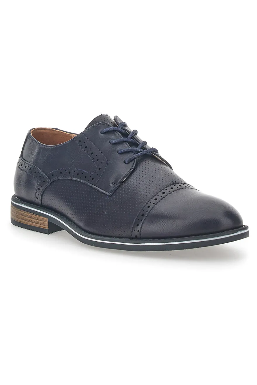 Scarpe Stringate Navy Con Ricamo All'Inglese Johes Land 188352