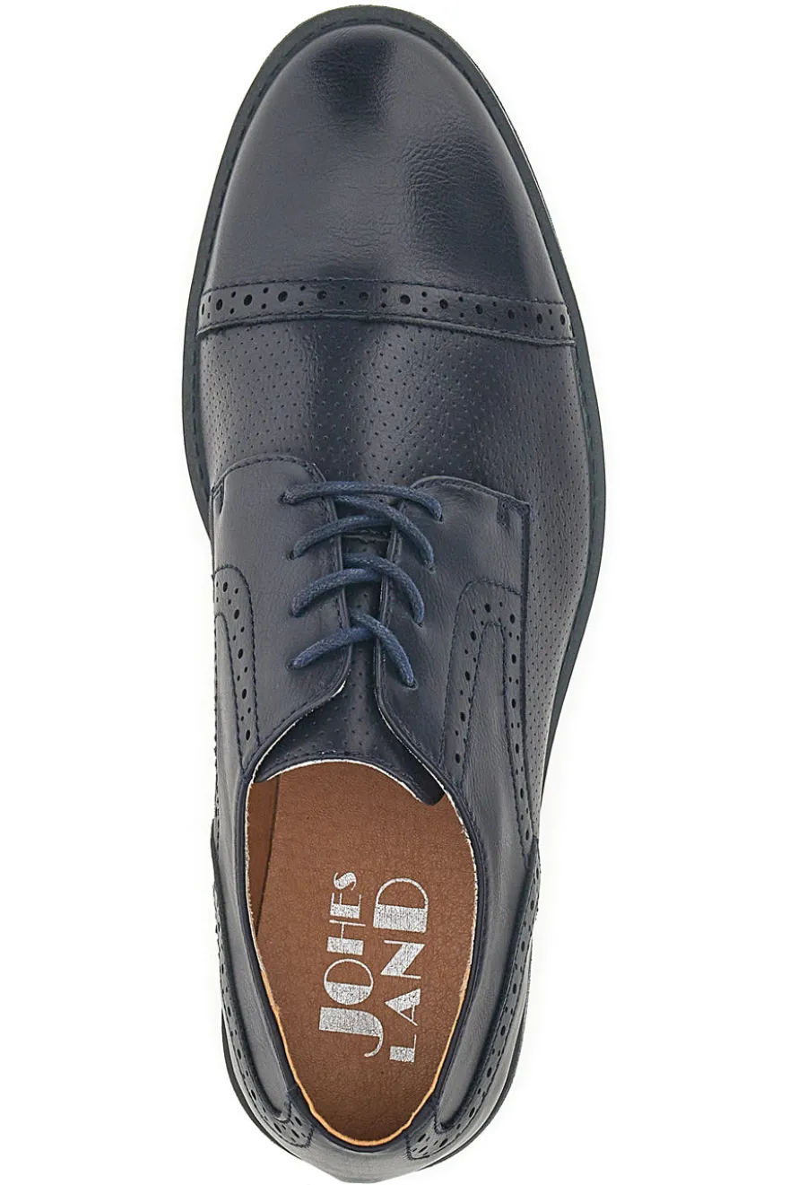 Scarpe Stringate Navy Con Ricamo All'Inglese Johes Land 188352