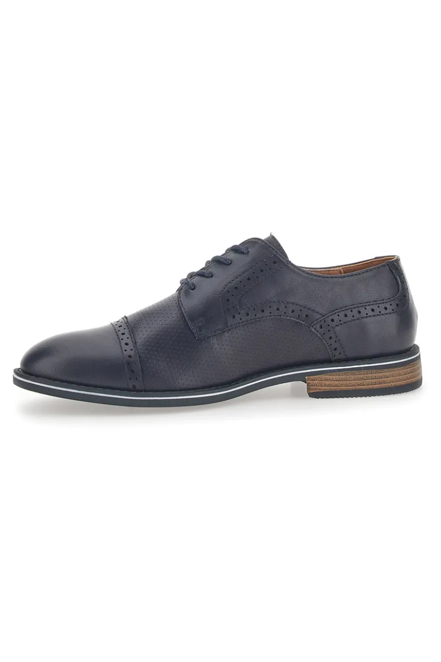 Scarpe Stringate Navy Con Ricamo All'Inglese Johes Land 188352