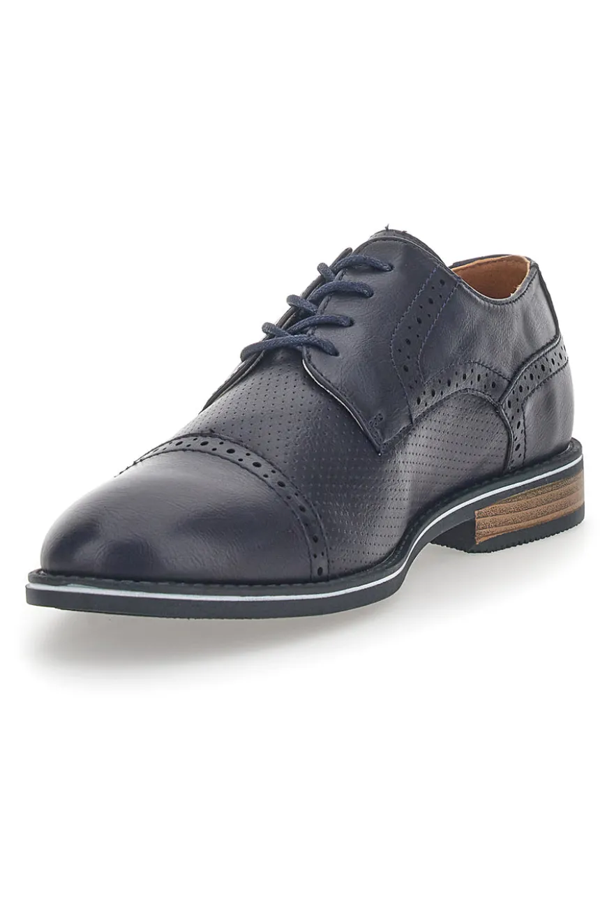 Scarpe Stringate Navy Con Ricamo All'Inglese Johes Land 188352