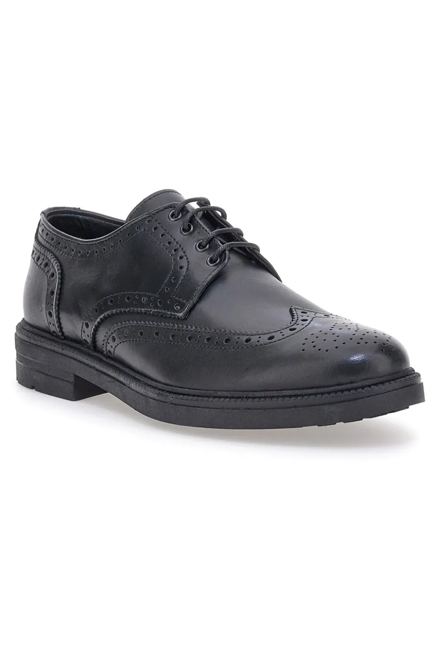 Scarpe stringate nere brogue in vera pelle Made in Italy Pittarello Focus 224
