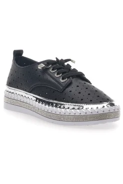Scarpe Stringate Nere con Strass Cafè Cost 23011