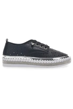 Scarpe Stringate Nere con Strass Cafè Cost 23011